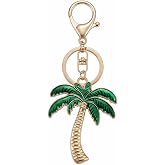 JTTBIGV Crystal Rhinestone Palm Tree Bag Charm Green Tropical Keychain Purse Accessory Keyring Car Pendant Party Favor Gift