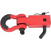 labwork 2" Red Tow Hitch Receiver Shackle Hitch Receiver with 5/8" Screw Pin and 3/4" D-Ring Shackle 45000 LBS Break Strength Replacement for Truck SUV Off-Road