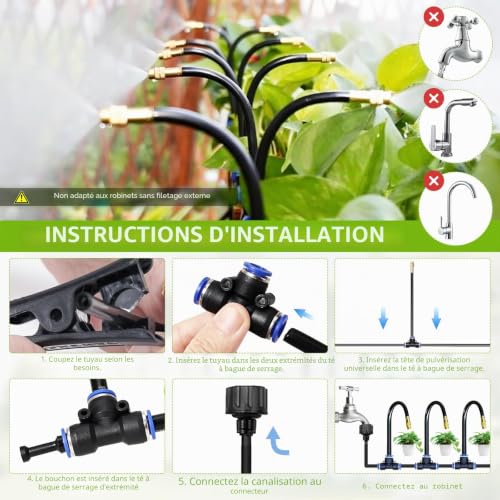 Automatic Watering for Garden 20 m, 360° Automatic Watering System, Irrigation System Kit with 20 Adjustable Nozzles for Gardens, Greenhouses, Balcony Plants, Landscaping, Lawns