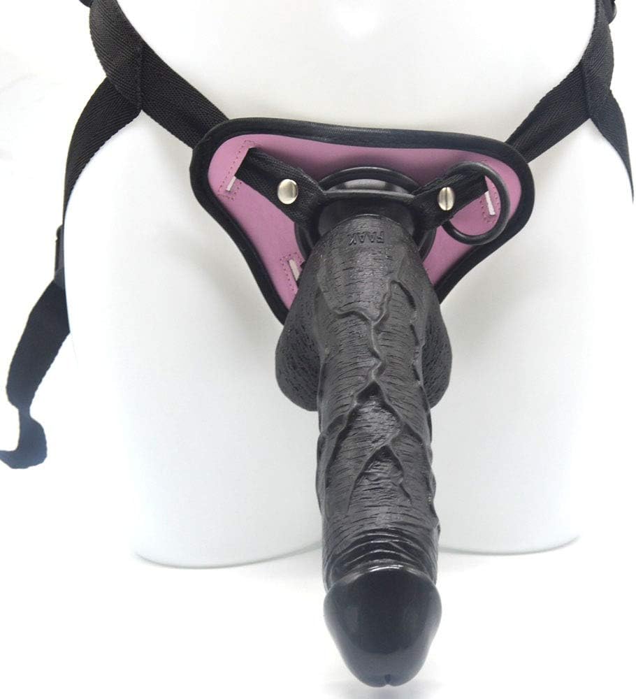LSHMM 22.5cm Wearable Strap On Large Dillo Pěnnis with Suc-Tion Cup for Women& Couples Oversized Size Hands-Free Fun Toy LSHMM (Color : Black)