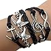 Nobio Double Birds Note Charms PU Leather Wrap Bracelet Pendetn Wrist Band Wristband primary