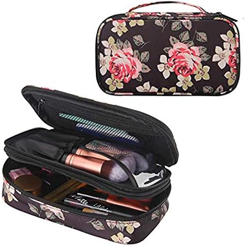 Makeup Brush Cosmetic Bag, Double Layer Makeup Brush Bag Travel Manager Portable Multifunctional Cosmetic Bag for Women