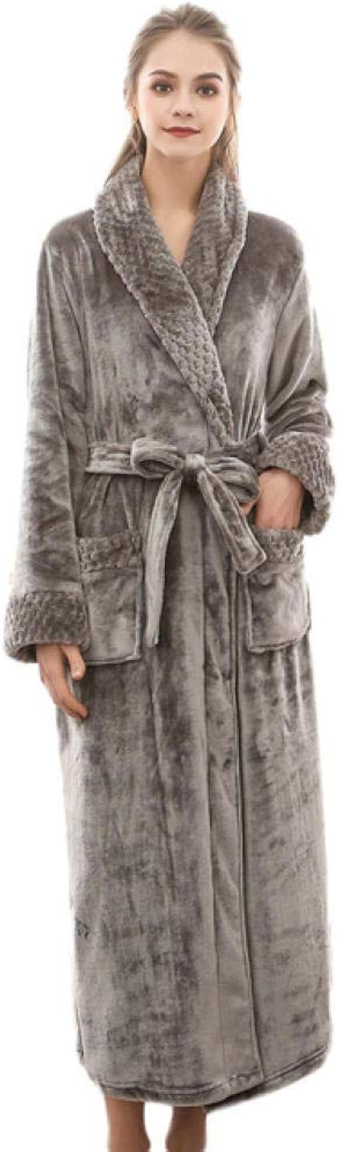 Peignoir Long Polaire Femme Homme Unisexe Couple Pyjama Kimono Robe de