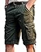 JoJoJoy Men's Casual Loose Fit Cargo Shorts, Straight Multi-Pocket Cotton Outdoor Wear Atrovirens Size 36