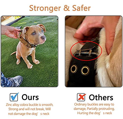 Tactical Dog Collar with USA American Flag - Military Dog Collar Thick with Handle - Heavy Duty Nylon K9 Collar Adjustable Metal Cobra buckle for Medium Large Dogs M L XL Chew Proof with 2 Patches