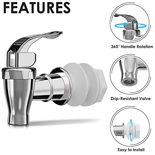 Silver Beverage Dispenser Replacement Spigot Push Style for Drink