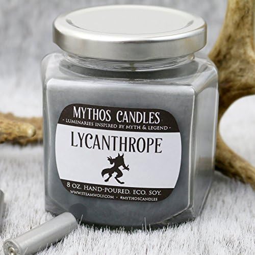 Mythos Candles 8oz Lycanthrope (Leather & Black Sea) Strong Scented Soy Candle