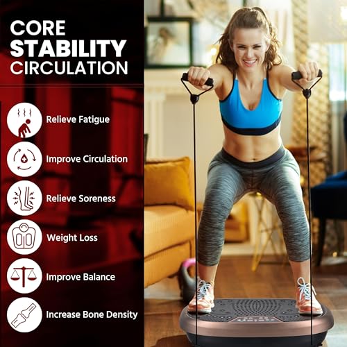 EILISON Fitpro Máquina de Ejercicios con Placa vibratoria Bandas elásticas, máquina de Drenaje linfático para Ejercicios en casa, Bienestar y recuperación (marrón, 521)