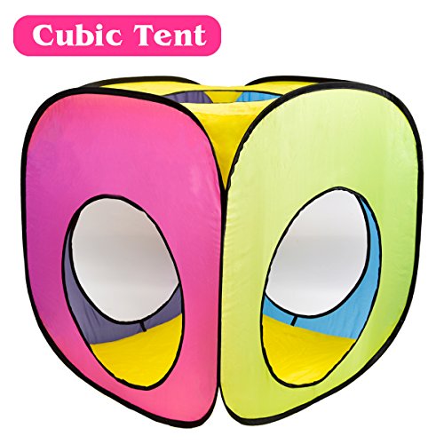 6pc Pop Up Children Play Tent w/ 3Crawl Tunnel & 3Tents - Kids Tents for Boys, Girls, Babies & Toddlers for Indoor & Outdoor
