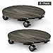 RUNADI LITADA Acacia Metal Plant Caddy (Set of 2) Plant Dolly Heavy Duty, 12 inches Square Planter Trolley with Lockable Casters, Indoor Outdoor Rolling Tray Coaster Flower Pot Move