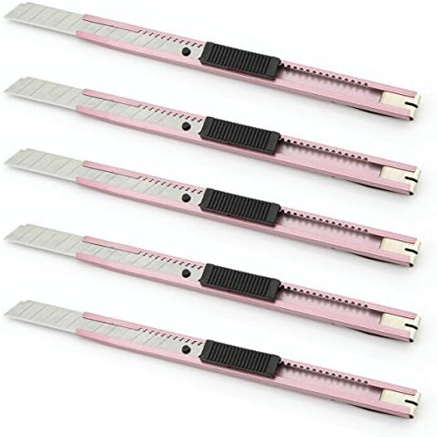 Red 5 Pcs Auto-lock Utility Knife Cutter Ideal For Craft Hobbyists And Artists, Office Or Home Usage. Designed Right Left Handed Use.