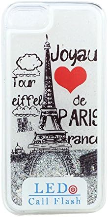 KIKO Apple iPhone 7 Plus Soft Touch Strong TPU Grip Eiffel Tower Transparent Glitter Clear Gel Liquid LED Flash Fashion Design Skin Protective Case Cover for Apple iPhone 7 Plus, Eiffel-Tower-Silver