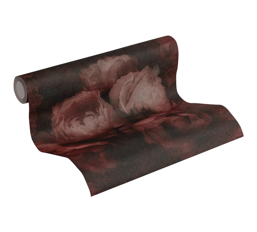 Floral Wallpaper Romantic Dream New Walls A.S. Création Non-Woven Wallpaper 10.05 m x 0.53 m Red Black Made in Germany 373924 37392-4
