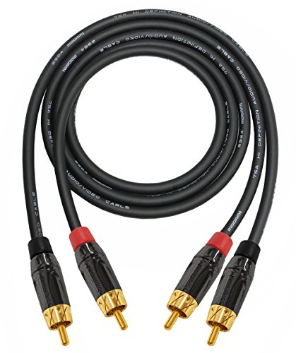 4 Foot RCA Cable Pair - Made with Mogami 2964 High-Definition Audio Interconnect Cable and Amphenol ACPL Black Chrome Body, Gold Plated RCA Connectors (2 cables for left and right channels)