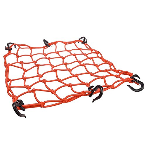 Koval Inc. 15"x15" Motorcycle Bungee Cargo Net 6 Adjustable Hooks (Orange)