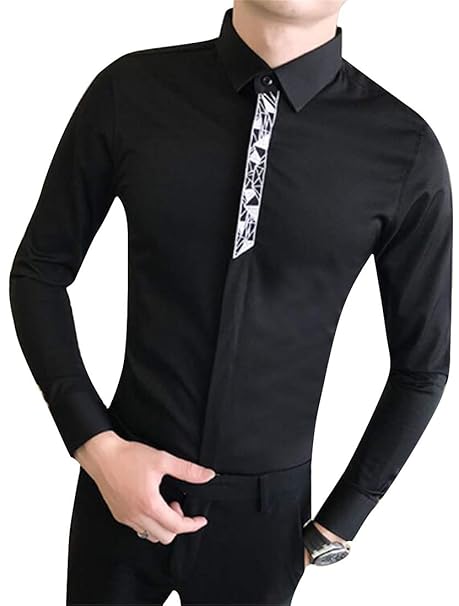Pivaconis Men S Hair Stylist Work Nightclub Embroidery Slim Long