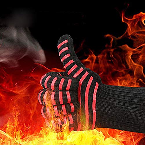 PROKITCHEN BBQ Grill Oven Gloves Heat Resistant Cooking Mitts Silicone for BBQ Grill, Deep Fry, Fire Pit, Campfire & Meat Smoking, 1 Pair