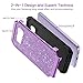 BENTOBEN Galaxy S8 Case, Samsung Galaxy S8 Case, Shockproof Glitter Sparkly Bling 2 in 1 Hybrid Hard PC Shiny Faux Leather Chrome Protective Case for Samsung Galaxy S8 2017 (5.8 Inch), Purple