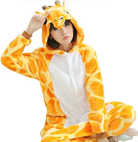 Magabee Cosplay Flannel Anime Cartoon Onesie Adult Pajamas (Giraffe)