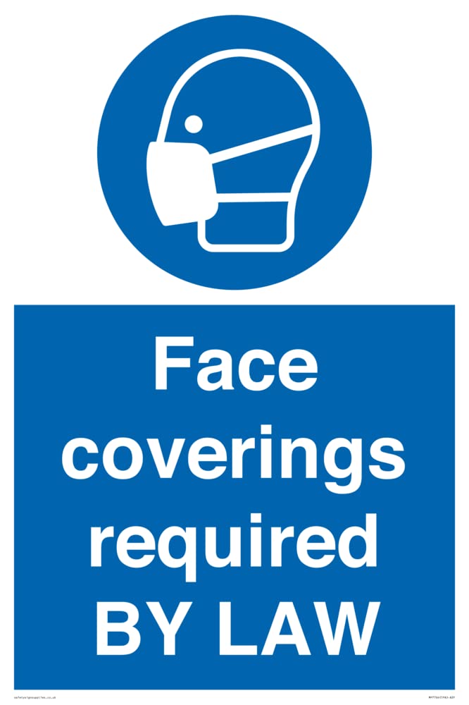 Face coverings required BY LAW Sign - 400x600mm - A2P