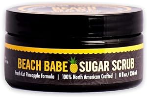 Walton Wood Farm Sugar Scrub (Beach Babe) Fresh-Cut Pineapple Scent Vegan-Friendly and Paraben-Free 8 oz