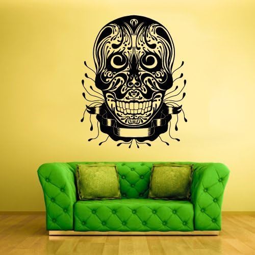 Wall Decal Mural Sticker Beautyfull Cute Sugar Skull Bedroom Curly Menhdi Fashion (Z2056)