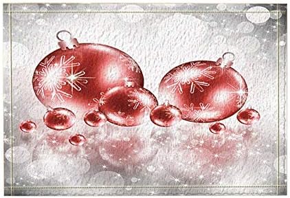 Rrfwq New Year Bath Rugs Red Christmas Ball Snowflake Starlight Non-Slip Doormat Floor Entryways Indoor Front Door Mat Kids Bath Mat 60X40CM Bathroom Accessories