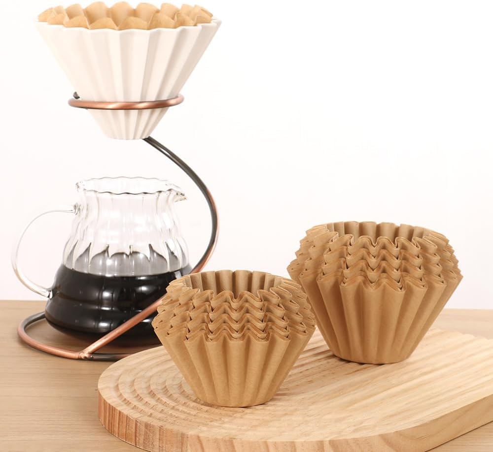 Photo 1 of 100 PCS Coffee Filters?Extra Large Coffee Filters Basket for Commercial, Domestic Coffee Maker Extra High Extra Wide, Anti ground, Unbleached, Natural?Flattened Diameter 9.75"