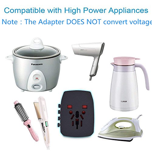 Travel Adapter, 2000W International Power Adapter, All in One Universal Power Adapter with 4 Quick Charge USB 3.0 Ports, for UK, EU, AU, US, Over 150 Countries