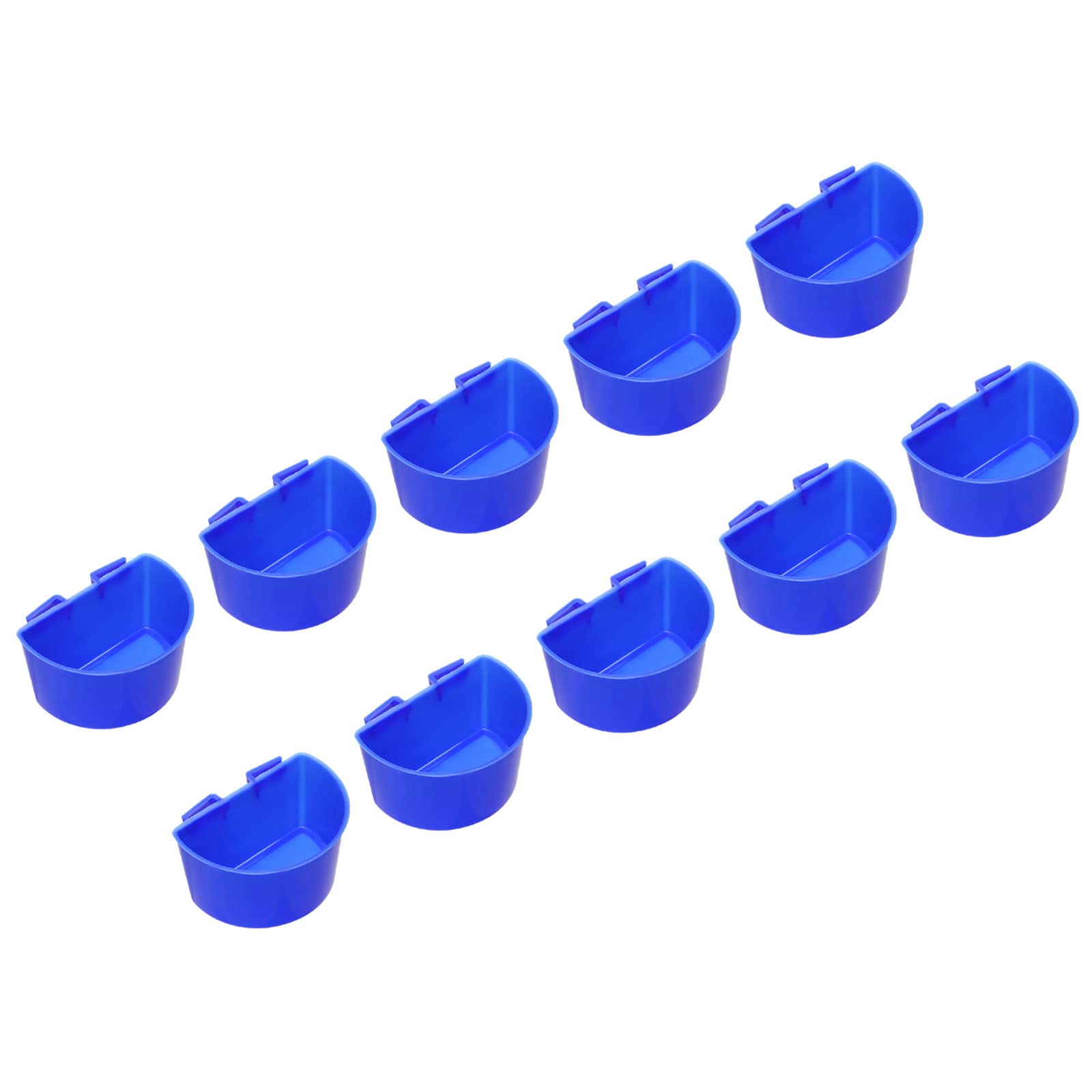 PATIKIL Mini Bird Feeder Cage Cups, 10 Pack Pigeon Water Bowl Large Feeding Sand Cup Hanging Container for Parrot Poultry, Blue