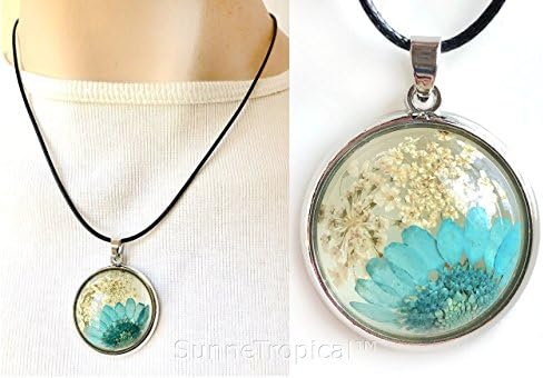 Real flower jewelry EYE MUM & Lace Flower - TURQUOISE
