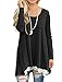 QIXING Women's Lace Long Sleeve Tunic Top Blouse Black-XL