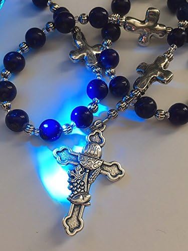 First Communion Rosary ~ Dark Blue Jasper & Matching Pocket Rosary
