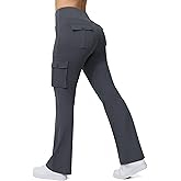 Yoga Flare Leggings for Women High Waisted Yoga Casual Pants Workout Leggings Cargo with 6 Pockets Bootcut Pants
