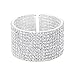 EleQueen 10-row Austian Crystal Cuff Bangle Bracelets Silver-tone Open End Bridal Bracelet for Women Girls