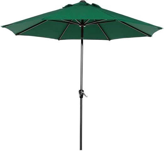 Greenwise 9 Ft Patio Umbrella With Tilt Crank Outdoor Market Parasol Sun Shelter Table Umbrella With 8 Sturdy Ribs Green Amazon Ca Patio Lawn Garden