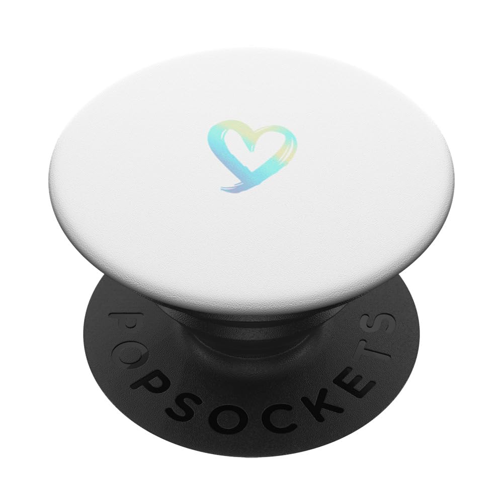 Rainbow Minimalist Heart White PopSockets Adhesive PopGrip