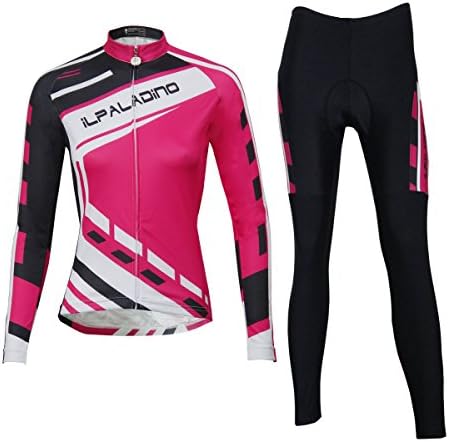 Ilpaladino Women's Cycling Jersey Clothing Set Long Sleeve Quick Dry Breathable (M)