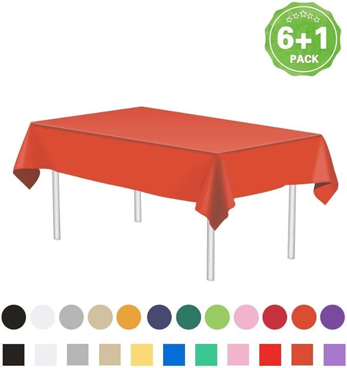 Orange Plastic Tablecloth 7 Pack Premium Disposable