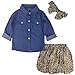 Jastore 3PCS Baby Girls Clothing Set Summer Toddler Kids Denim Tops+Leopard Skirt Outfits (12-18 Months, Leopard)