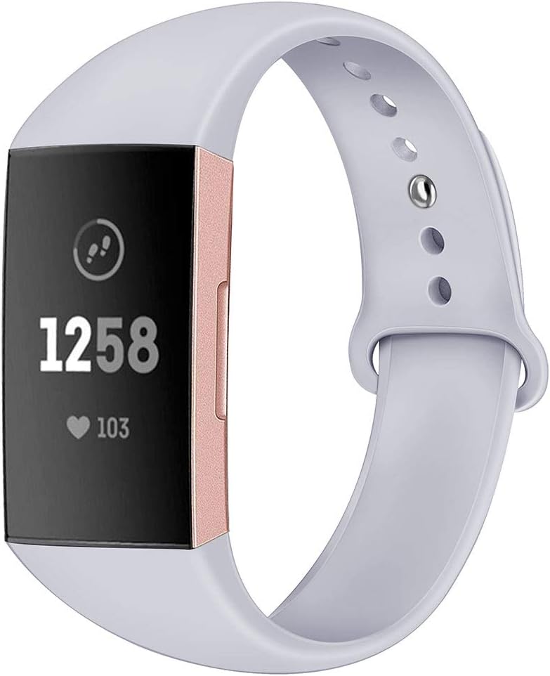 Compatible with Fitbit Charge 3 Band Strap,Silicone Breathable Adjustable Replacement Sport Strap Accessory Band for Fitbit Charge 3 Smartwatch Fitness Wristband Women Men (Grey, Small)
