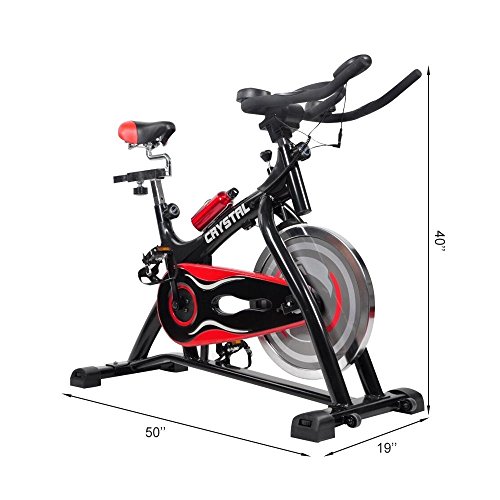 HYD-Parts Indoor Cycling Bikes with LCD Monitor and Free Bottle Trainer Bicycle Stationary Fitness Equipment with 30lbs flywheel Exercise Bike (Red&Black)