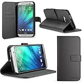 HTC One M8 Case, SUPCASE Premium Wallet Leather Case for HTC One M8 (2014 Release), Black [Built-in Credit Card/ID Card Slot]