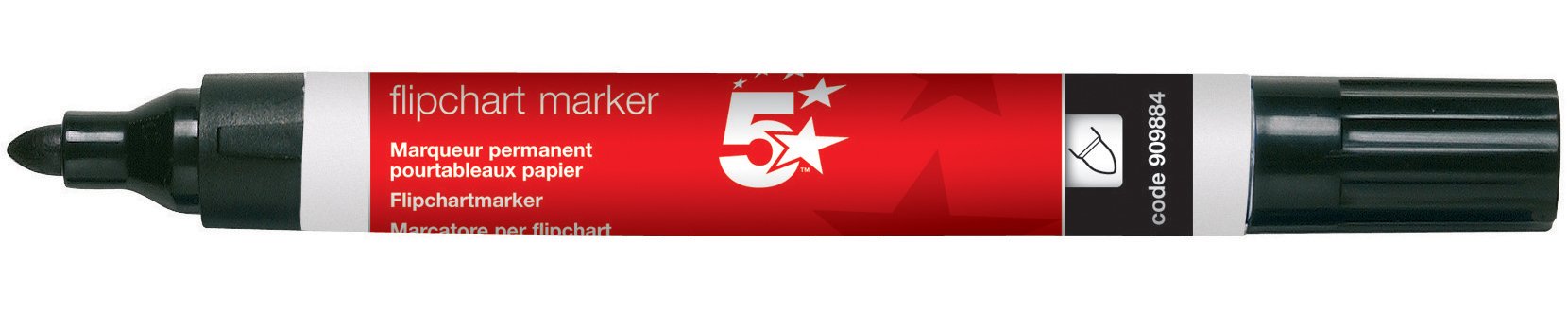 5 Star Flipchart Marker Pen Water-based Line Width 2.0mm Black [Pack of 12]