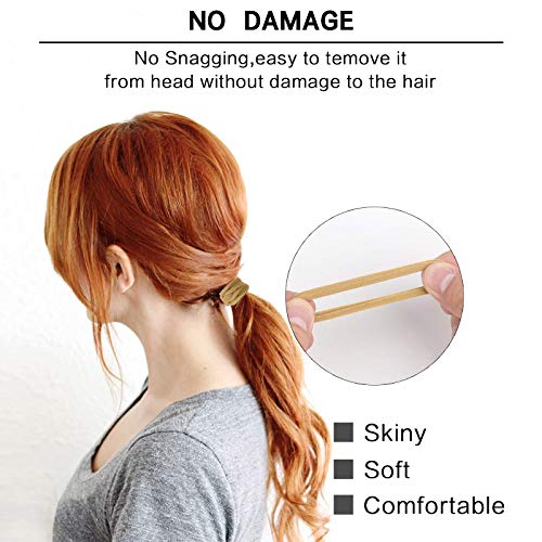 100PCS Brown Hair Ties for Women, Seamless Neutral Hair Bands, No Crease No Damage Hair Tie for Thick/Thin Hair, Thick Soft Ponytail Holders Hair Accessories for Girls