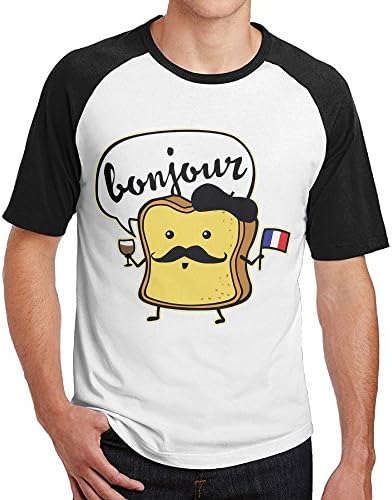 Sakanpo Men French Toast Short Sleeve Baseball Tee Raglan T-Shirt Black