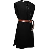 Runcati Mens Pirate Costume Tunic Renaissance Medieval Knight Warrior Sleeveless Lace Up Shirts Viking LARP Halloween Tabard