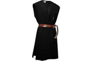 Runcati Mens Pirate Costume Tunic Renaissance Medieval Knight Warrior Sleeveless Lace Up Shirts Viking LARP Halloween Tabard