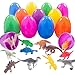 HansGo Toy Filled Easter Eggs, 12PCS Surprise Eggs Prefilled with Mini Dinosaurs Bright Colorful Plastic Surprise Eggs for Kids Party