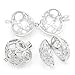 HOUSWEETY 3PCs Copper Charm Pendants Hollow Heart Bead Cages Silver Tone (Style 1)
